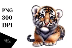 a Cute Baby Tiger with Big Eyes, Tiny PNG Product Image 1
