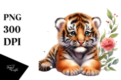 Digital Baby Tiger, Watercolor Design Product Image 1