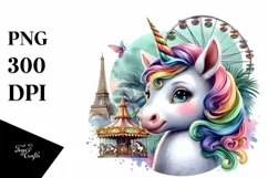Colorful Baby Unicorn PNG Product Image 3