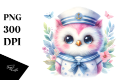 Pastel Sailor Owl Sticker Clipart Product Image 1