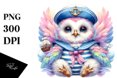 Vibrant Owl Sailor Suit Pastel | Sublimation Clipart Product Image 1