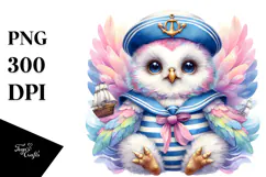 Vibrant Owl Sailor Suit Pastel | Sublimation Clipart Product Image 1