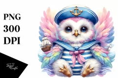 Vibrant Owl Sailor Suit Pastel | Sublimation Clipart Product Image 1