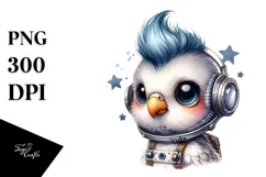 Cute Baby Parrot Astronaut, PNG Product Image 1