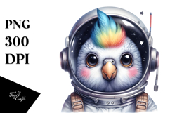 Cute Baby Parrot Astronaut, PNG Product Image 1