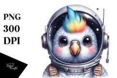 Cute Baby Parrot Astronaut, PNG Product Image 1