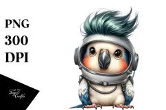 Cute Baby Parrot Astronaut, PNG Product Image 1