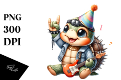Cute Baby Turtle with Party Hat, PNG Product Image 1