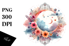 Vibrant Boho Moon with Flowers Product Image 1