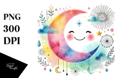 Simple Adorned Smiling Moon PNG Product Image 1