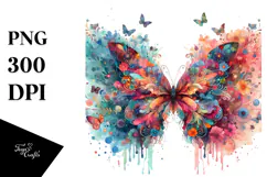 Colorful Butterfly with Splashes, Transparent PNG Product Image 1