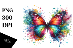 Colorful Butterfly with Splashes, Transparent PNG Product Image 1