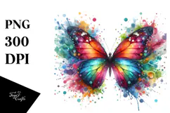 Colorful Butterfly with Splashes, Transparent PNG Product Image 1