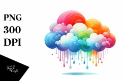 Colorful Simple Watercolor Colorful Cloud White Background Product Image 1