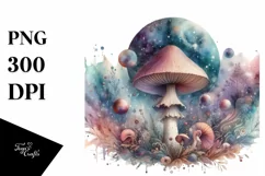 mushroom watercolor splash PNG Product Image 1