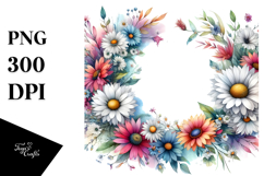 Horizontal Daisy Watercolor Art Product Image 1