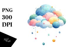 Simple Colorful Whimsical Cloud PNG Product Image 1