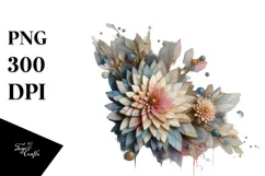 Stained Chrysanthemum with Golden Insertions PNG Product Image 1