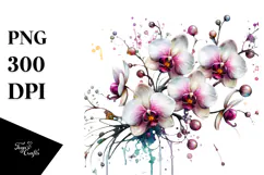 Beautiful Orchid, Watercolor PNG Product Image 1