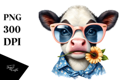 Funny Cow with Sunglasses PNG Product Image 1