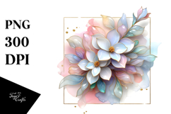 Glossy Gardenia with Golden Frame PNG Product Image 1