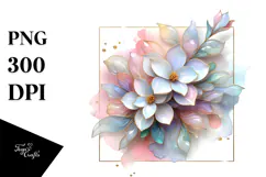 Glossy Gardenia with Golden Frame PNG Product Image 1