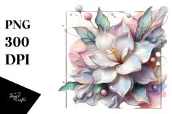 Abstract Pastel Glossy Gardenia, PNG Product Image 1