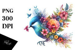 Colorful Bird, Flowers PNG Product Image 1