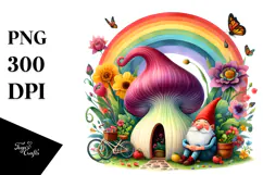 Watercolor Gnome House | Sublimation | Clipart Product Image 1