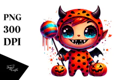 Mischievous Little Demon in Pajamas PNG Product Image 1
