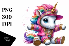 Colorful Baby Unicorn PNG Product Image 1
