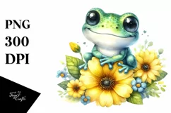 Baby Frog Yellow Flowers Clipart Product Image 3