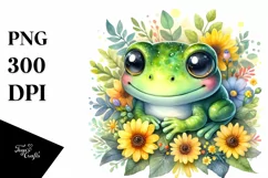 Baby Frog Yellow Flowers Clipart Product Image 1