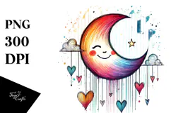 Colorful Digital Moon PNG Product Image 1