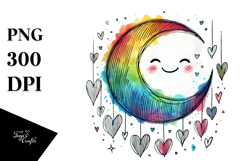 Colorful Digital Moon PNG Product Image 1