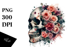 Grungy Flower Skull, Transparent PNG Product Image 1