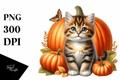 Cute Baby Kitten Pumpkin Watercolor Product Image 3