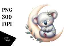 Cute Baby Koala Sleeping Moon | Sublimation Clipart Product Image 1