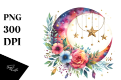 Vibrant Boho Moon with Flowers Stars Product Image 1