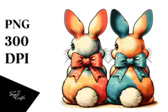 Colorful Vintage Bunny PNG Product Image 1