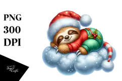 Whimsical Baby Sloth Christmas | Sublimation Clipart Product Image 1