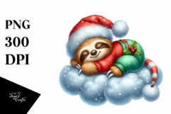 Whimsical Baby Sloth Christmas | Sublimation Clipart Product Image 1