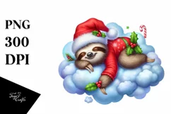 Whimsical Baby Sloth Christmas | Sublimation Clipart Product Image 1