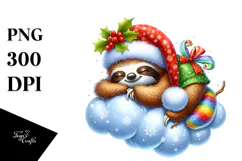 Whimsical Baby Sloth Christmas | Sublimation Clipart Product Image 1