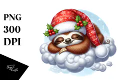 Whimsical Baby Sloth Christmas | Sublimation Clipart Product Image 1