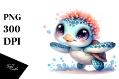 Baby Turtle Watercolor PNG Product Image 1