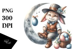 Happy Bunny on Half Moon, Transparent PNG Product Image 1