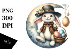 Happy Bunny on Half Moon, Transparent PNG Product Image 1