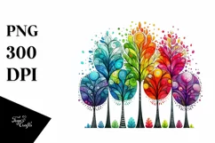 Rainbow Trees Watercolor Cute Baby Fox Sun es Clipart Product Image 1