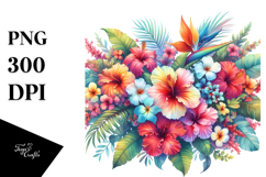 Colorful Hawaiian Flowers PNG Product Image 1